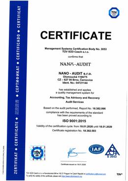 Certificate ISO 9001:2015
